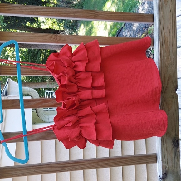Sienna Sky Red Ruffle Spaghetti Strap tank Top Women's Sz XL - Picture 7 of 12